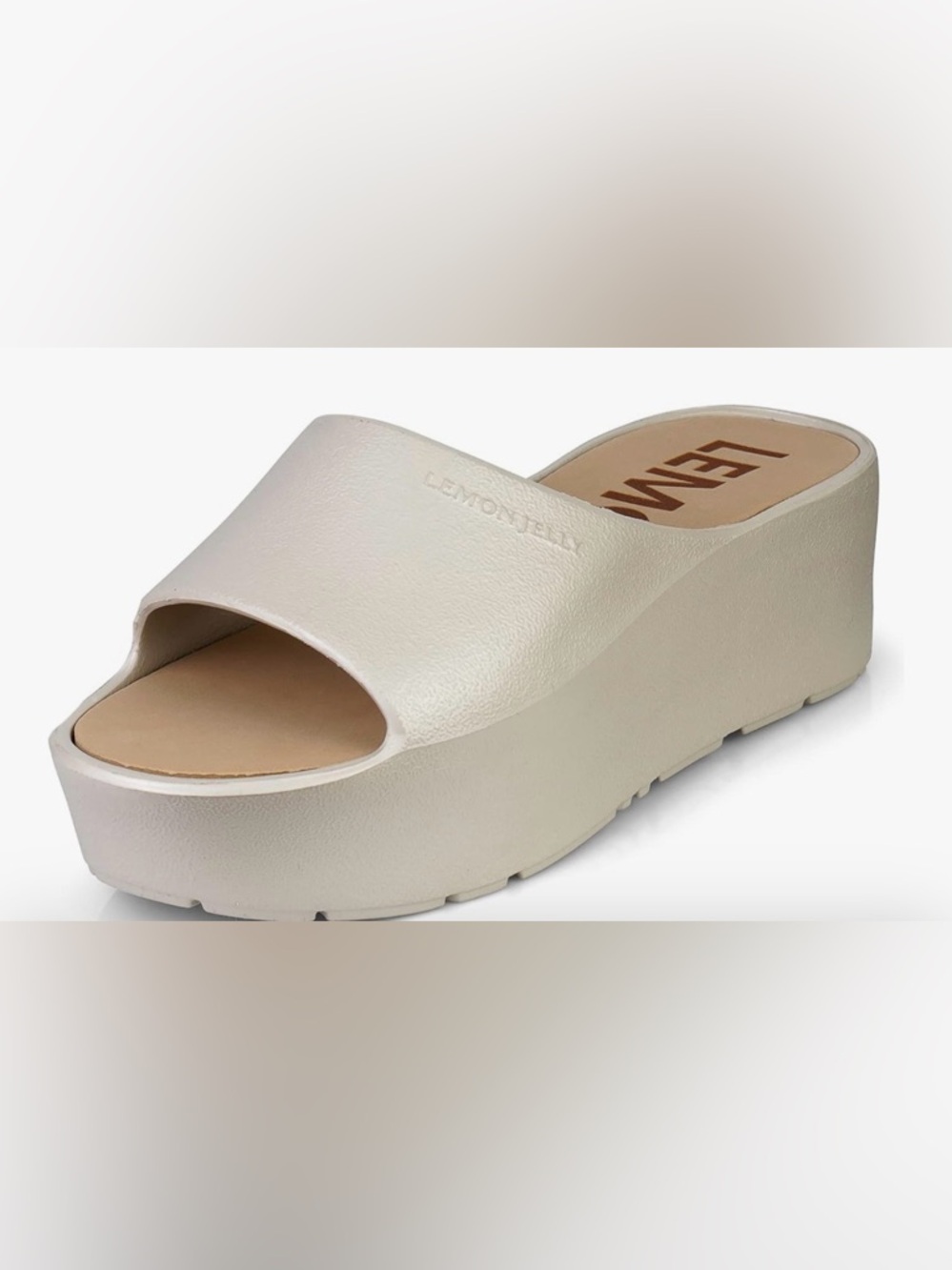Women's Cream Platform Slide Sandals - Minimal Wide-Band Design